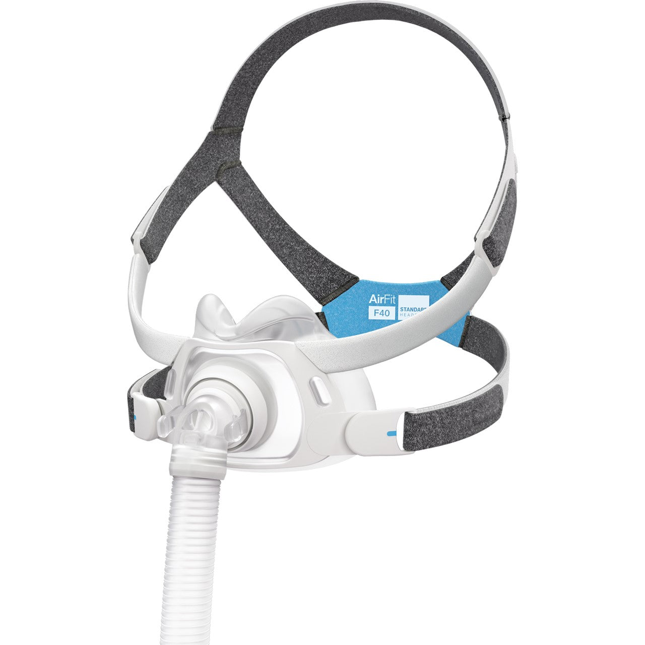 ResMed AirFit F40 full face CPAP mask, angled view