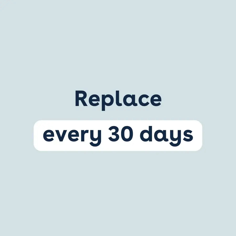 Text "Replace every 30 days" indicating replacement schedule for filters.