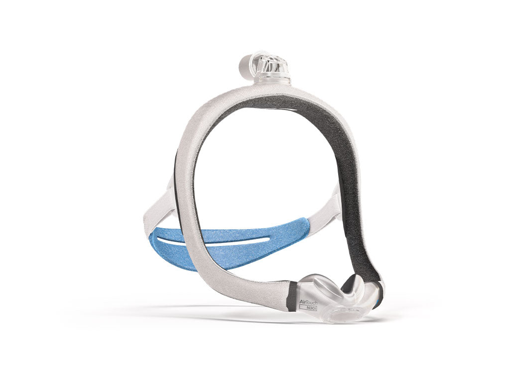 ResMed AirTouch N30i complete nasal cradle CPAP mask — left angled view