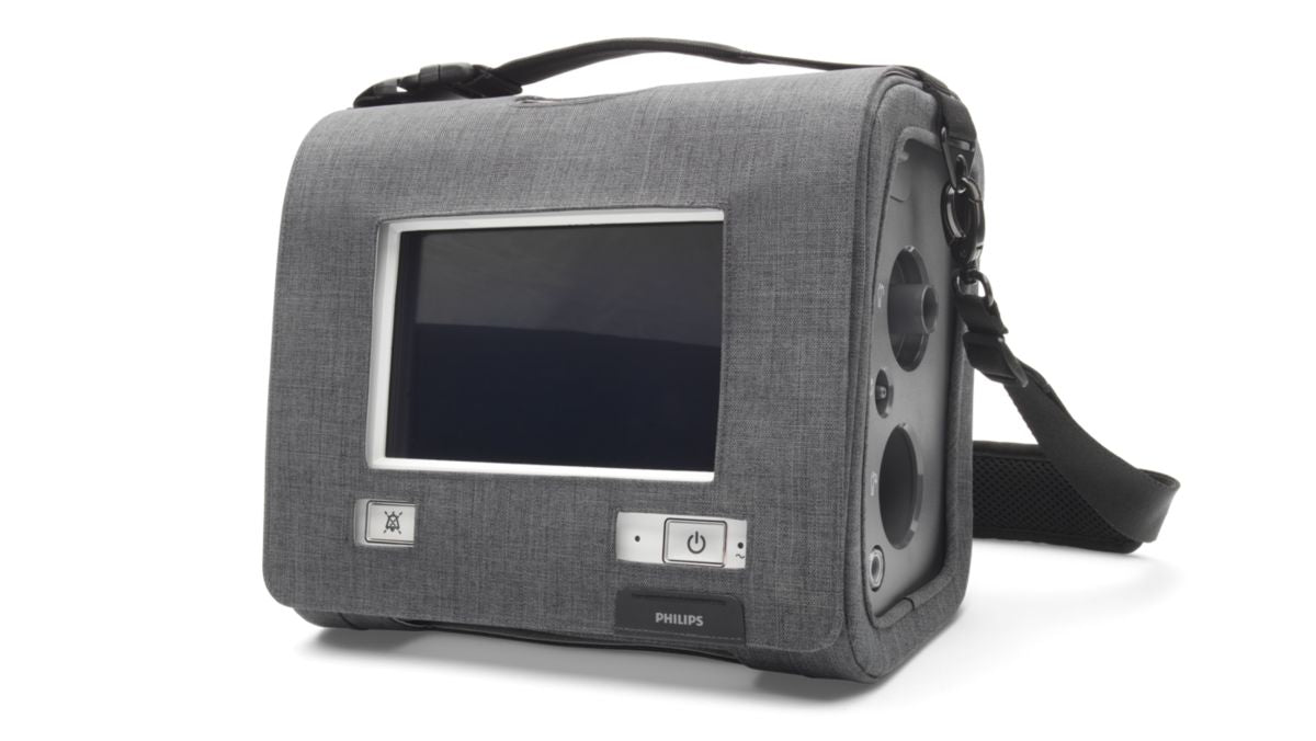 Philips Trilogy Evo shown in optional carry bag