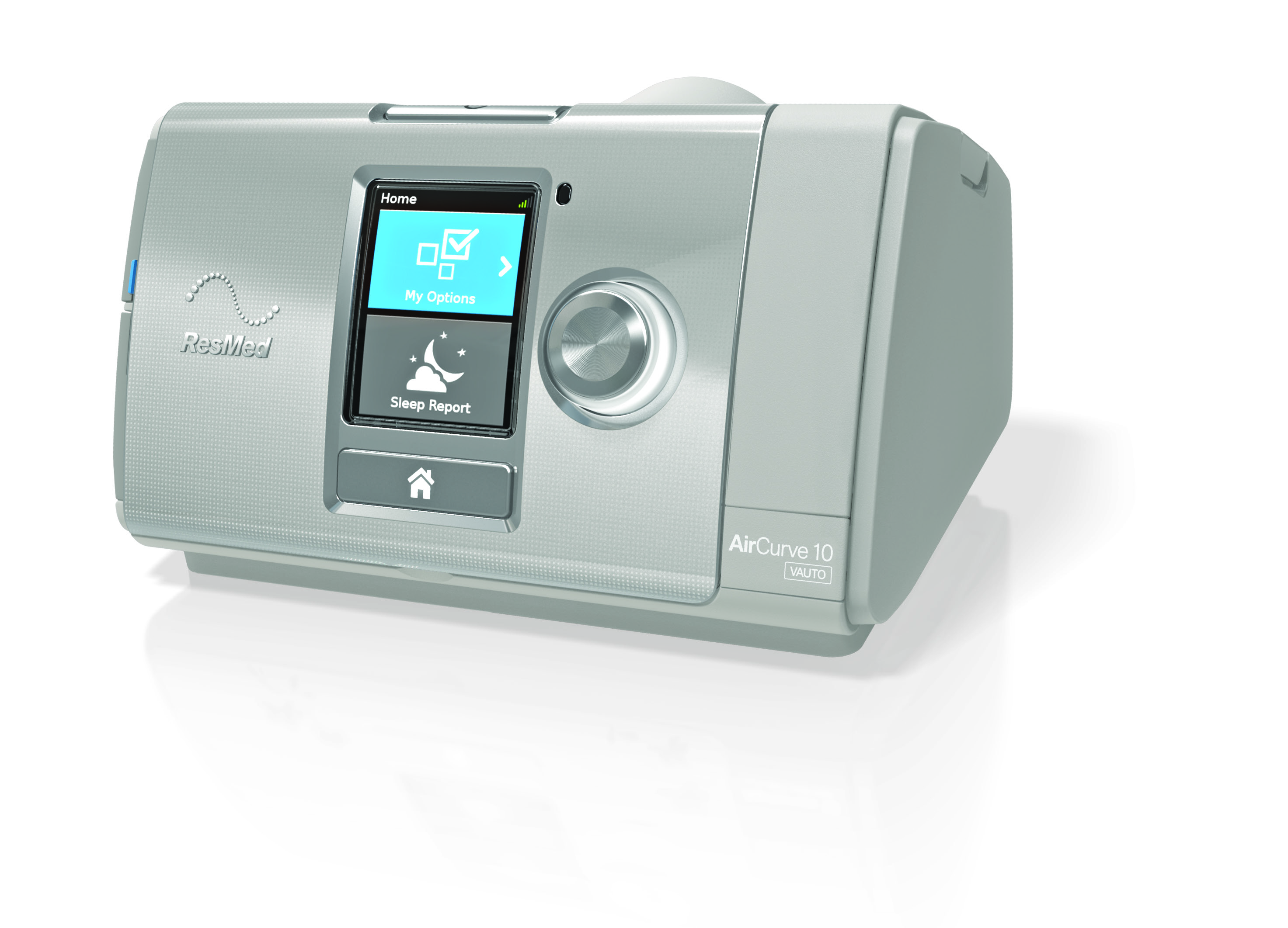 ResMed AirCurve 10 VAuto with side cover fitted — official device photograph