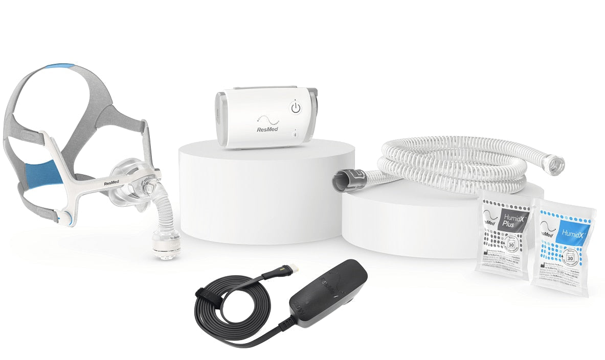 ResMed AirMini AutoSet travel CPAP bundle with AirFit N20 setup pack