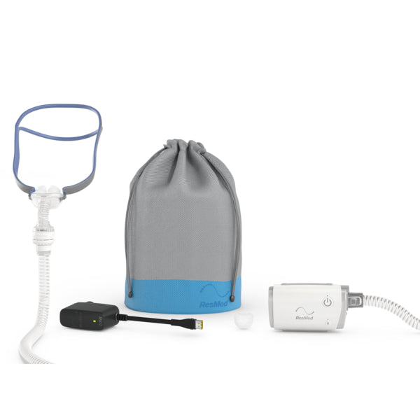 ResMed AirMini AutoSet travel CPAP bundle with AirFit P10 setup pack