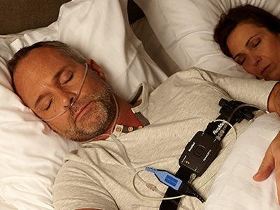 ResMed ApneaLink Air worn during a home sleep study