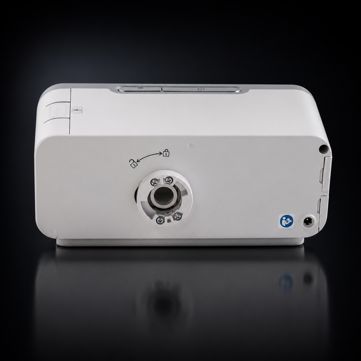 Resvent iBreeze 30ST rear outlet view on black background