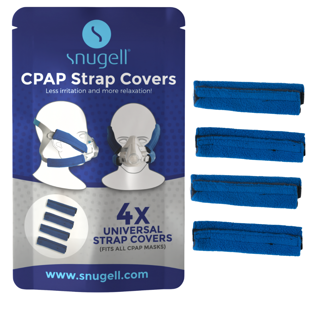 Snugell CPAP mask strap covers in blue