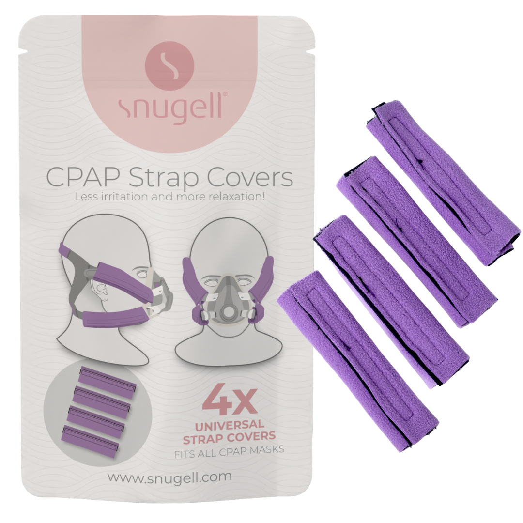 Snugell CPAP mask strap covers in purple