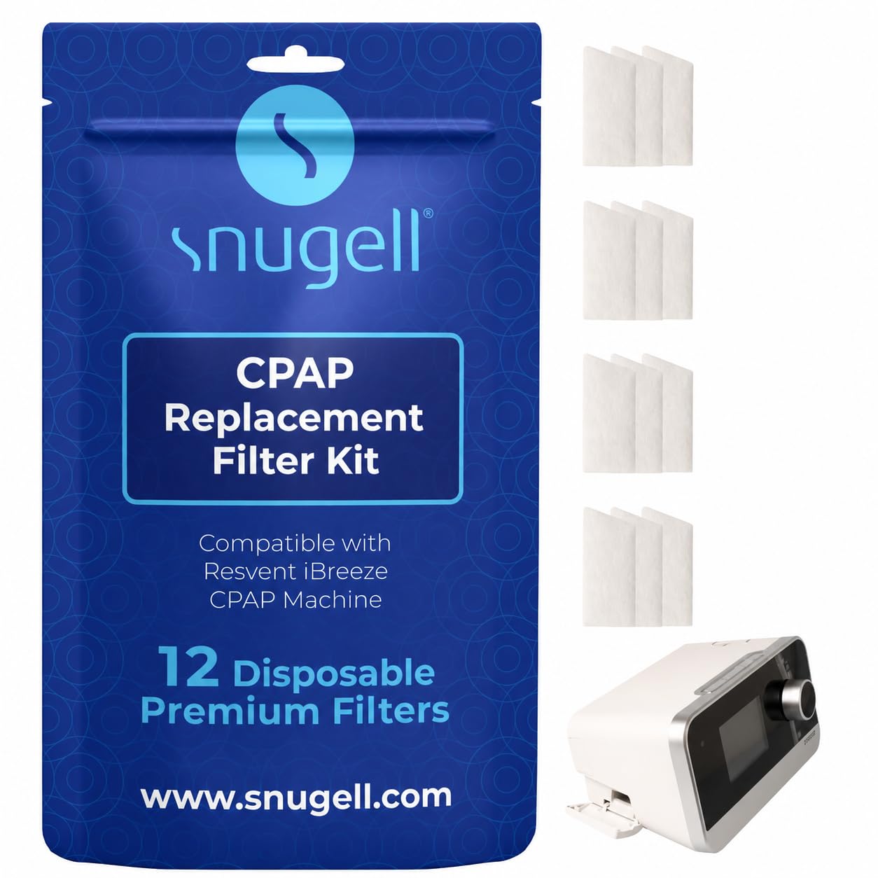 Snugell replacement filters compatible with Resvent iBreeze, 12 pack