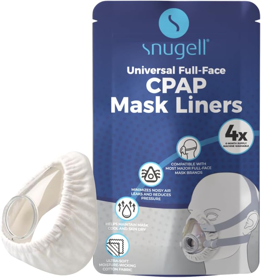 Snugell Full Face CPAP Mask Liners – White, 4 Pack – package and product