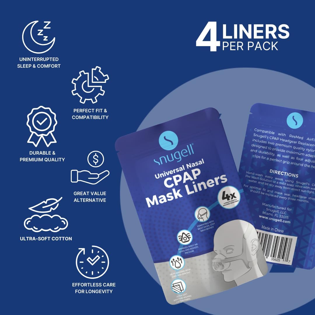 Snugell Nasal CPAP Mask Liners – White, 4 Pack – manufacturer product view